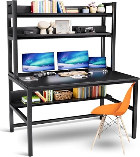 Aquzee Desk with Hutch, Computer Desk with Shelves, 55 Inch by Aquzee