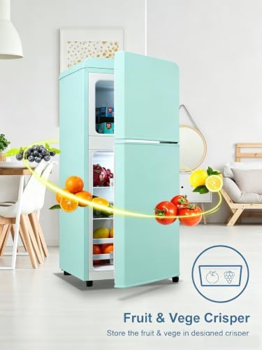 Refrigerator with Freezer 3.5 Cu.Ft Top-Freezer Compact Refrigerator Blue - Image 4