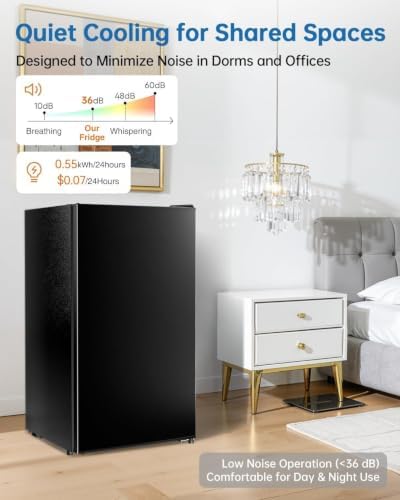 3.2 Cu Ft Mini Fridge with Freezer, Single Door Upright Freezer - Image 3