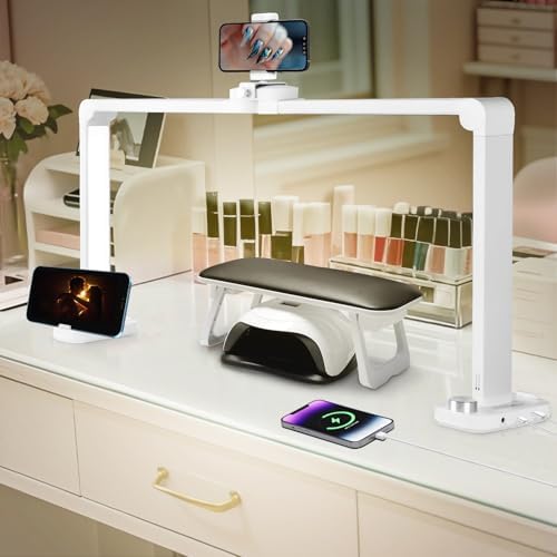 CGBE Nail Desk Lamp for Nail Tech: 33.5" Foldable Half Moon Light, White by CGBE