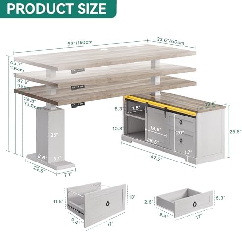 YITAHOME L Shaped Standing Desk with Power Outlets & LED Lights - Image 2