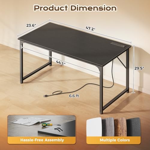 PRAISUN 47 X 24 Inch Deeper Desk with Power Outlets - Image 2
