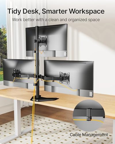 monTEK Freestanding Triple Monitor Stand for 17-32" Screens, 22 lbs Each - Image 4