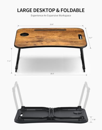 ZEAPTAC Foldable Lap Desk, Bed Desk, Bed Table & Laptop Stand w/Cup Holder - Image 6
