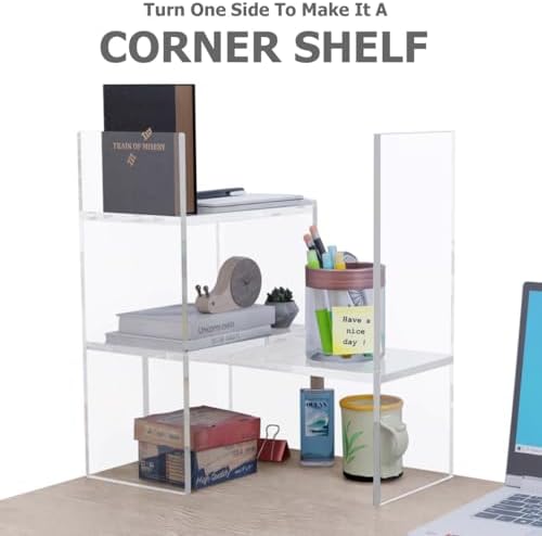 My Space Organizers Adjustable Acrylic Desk Shelf for Top of Desk: Clear Desktop Shelf, Premium Desktop Bookshelf Organizer, Office Table Book Shelves - Image 5