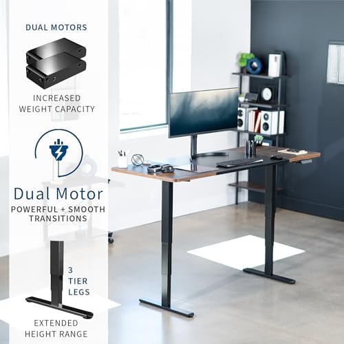 VIVO Black/Vintage Brown 71 x 30 in Standing Desk, DESK-KIT-2B7BN - Image 4
