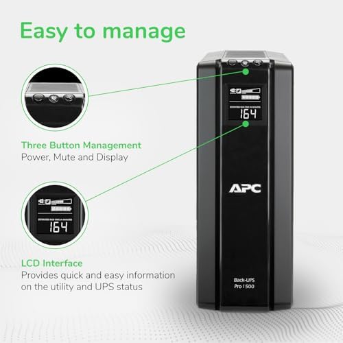 APC 1500VA/900W Back-UPS Pro UPS Battery Backup for Home Office Electronics - Image 3