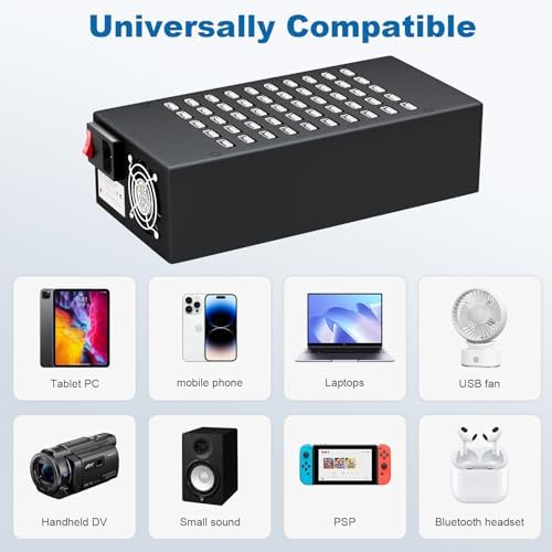 50 Port 200 Watt (40A) USB Charging Station, USB Fast Charger with Intelligent Protection, Multiple USΒ Desktop Chargers, Suitable for Hotels, Shops, Schools, Shopping Malls - Image 5