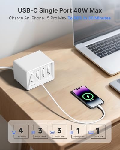 Gitryin 12-in-1 Desktop Charging Station, 160W USB Retractable GaN Charger - Image 5