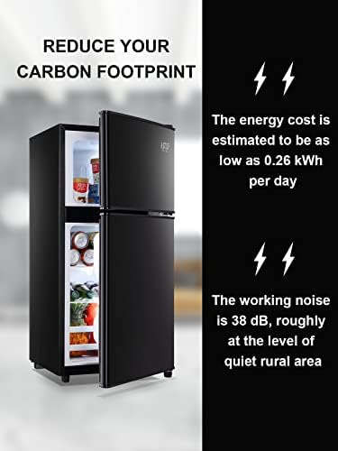 KRIB BLING Refrigerator with Freezer, 3.5 Cu.Ft Mini Fridge,Lock Fresh,7 Level Adjustable Thermostat ct for Dorm, Bar, Office,Kitchen, Bedroom,Black - Image 3