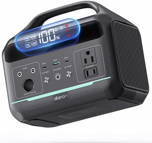 DaranEner Portable Power Station 300W (600W Surge), 192Wh LiFePO4 Lightweight Battery Backup, Solar Generator with 110V AC Outlet | 8-Port Fast Charging Power Supply for Home Emergency, Camping, RV by DaranEner