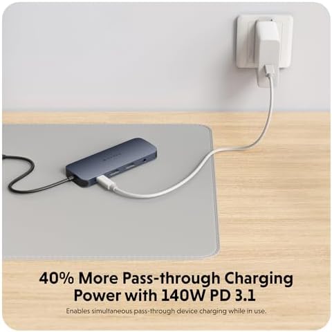 HyperDrive Next 11 Port USB C Hub for Mac, PC, and Chromebook w/ 2 4K60Hz HDMI, 2 USB-A, 2 USB-C Hub 10Gbps,140W Power Delivery, SD & microSD Card Reader, Ethernet, 3.5mm Audio Ports - Image 6