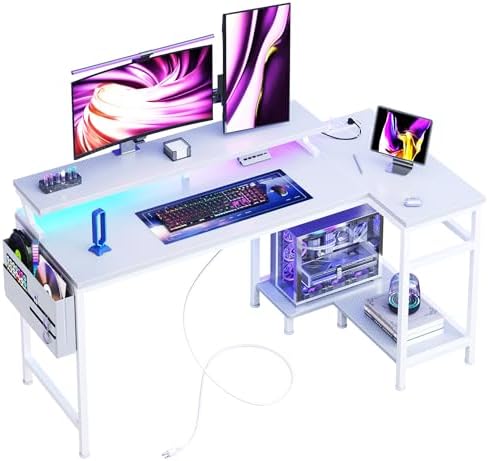DUMOS L Shaped Gaming Desk, 48" Computer Desks with Storage Shelves by DumosLifestyle