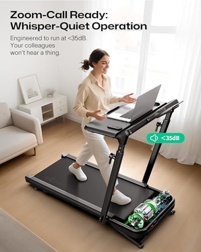 UREVO Foldable Treadmill with Adjustable Laptop Desk, 12% Auto Incline - Image 5