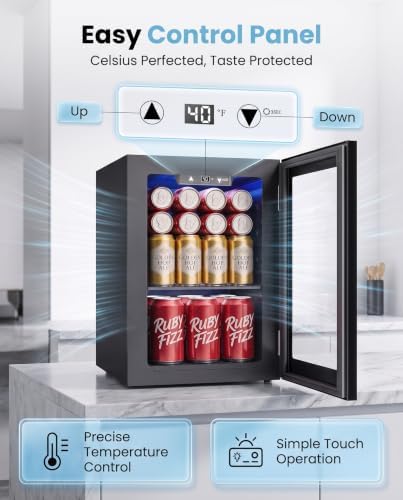 Icyglee 24 Can Mini Fridge, 0.6 Cu.Ft Beverage Refrigerator Cooler, Black - Image 2