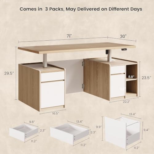 ModernMate 71" Executive Electric Standing Desk with 3 Drawers & Storage - Image 2