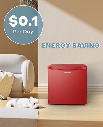 Upstreman 1.7 Cu.ft Mini Fridge with Freezer, Red-FR17 - Image 4
