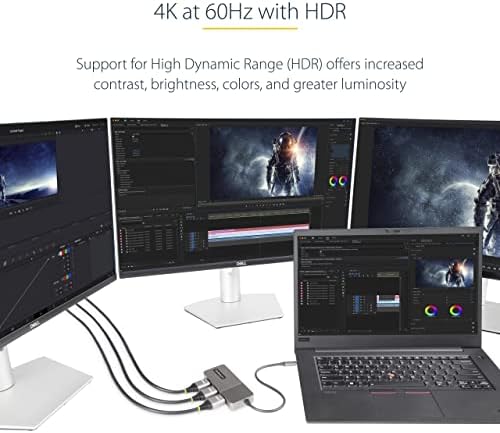 StarTech USB-C to Triple HDMI MST Hub, 4K 60Hz, HDR, DSC, 2ch audio - Image 5