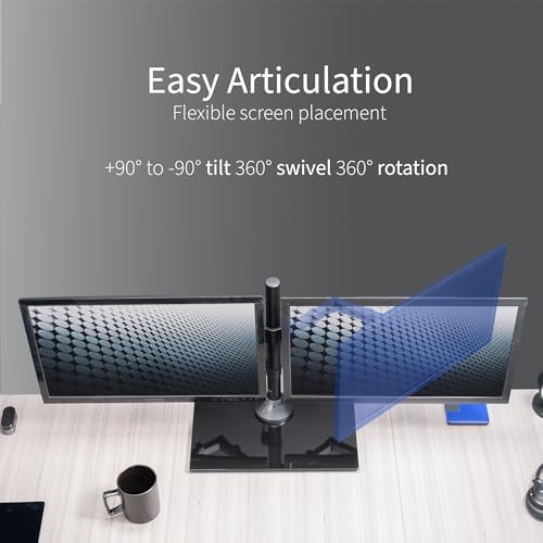 VIVO Freestanding Dual Monitor Stand with Sleek Glass Base and Adjustable Arms, Mounts 2 Screens up to 32 inch and 22 lbs Each, Black, STAND-V002FG - Image 6
