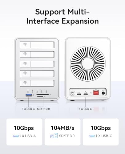 ORICO 2.5-inch All-Flash Enclosure 5 Gbps Data Transfer, 10 Gbps USB Hub, Supports up to 40TB SSD/HDD, Ideal for Video Editing & Photography – No 3.5-inch Drives (5 Bay) - Image 3