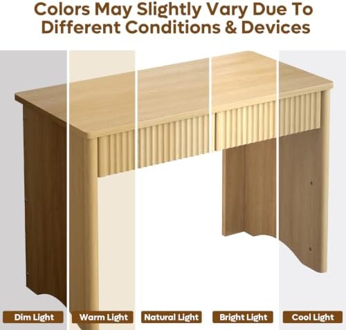 Bestier Fluted Computer Desk with 2 Drawers, 40 Inch Small Wooden Writing Study Work Desk, Computer Table, Compact Executive Home Office Desk for Small Spaces, Bedroom, Study, Living Room - Image 3