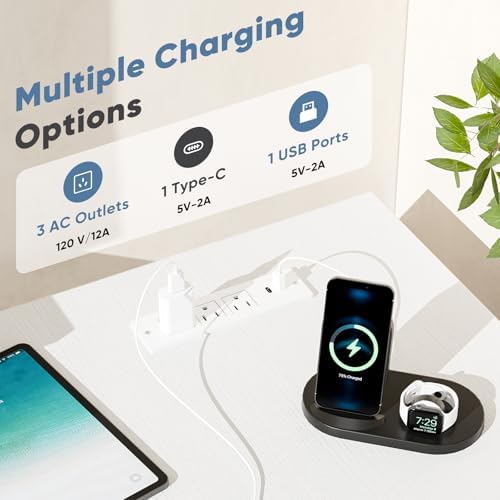 DUMOS 62 Inch L Shaped Computer Desk with Charging Station - Image 5