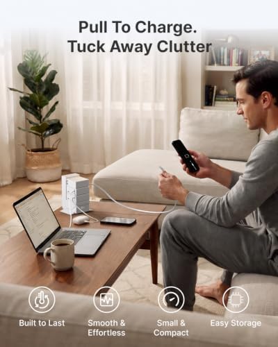 Gitryin Tower Charging Station for Nightstand, 195W Retractable Charger - Image 5