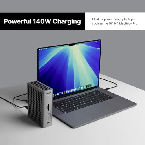 CalDigit TS5 Thunderbolt 5 Dock - 15 Port, 140W Charging, 80Gb/s TBT 5 x 4, USB-C 10Gb x 3, USB-A x2, 2.5Gb Ethernet, Dual 8K@60Hz Displays, SD & microSD UHS-II, 1m Braided Cable, Space Gray 240W PSU - Image 5
