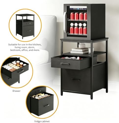 Herture Mini Fridge Stand, Small Refrigerator Stand with 3 Storage - Image 4