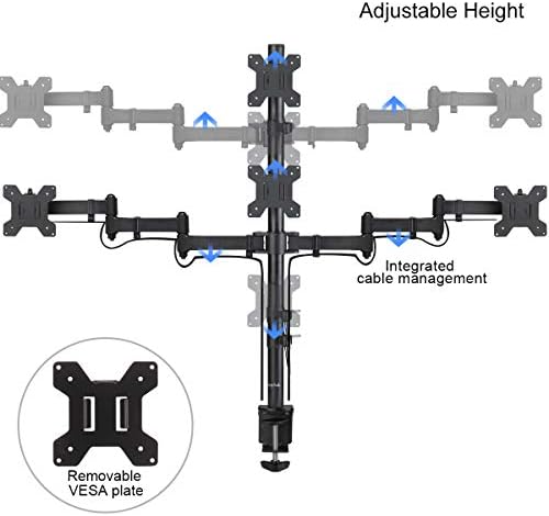Suptek Quad LED LCD Monitor Stand up Desk Mount Extra Tall 31.5 inch Pole Heavy Duty Fully Adjustable Stand for 4 (3+1) / Four Screens up to 27 inch (MD6864) - Image 5
