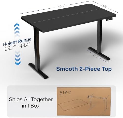 VIVO Black 43 x 24 in Standing Desk, DESK-1B4B - Image 3