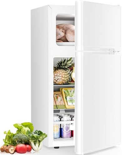 Antarctic Star Mini Fridge with Freezer, Double Door Compact Refrigerator, Adjustable Thermostat, Small Fridge for Bedroom Office Dorm Apartment, 2.45 Cu.Ft, White by AntarcticStar