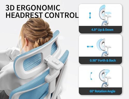 Ergonomic Office Chair: Mesh Desk Chair Comfy with Headrest& Lumbar Support - Image 3