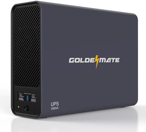 GOLDENMATE 1000VA/800W Lithium UPS Battery Backup & Surge Protector, Gray by GOLDENMATE