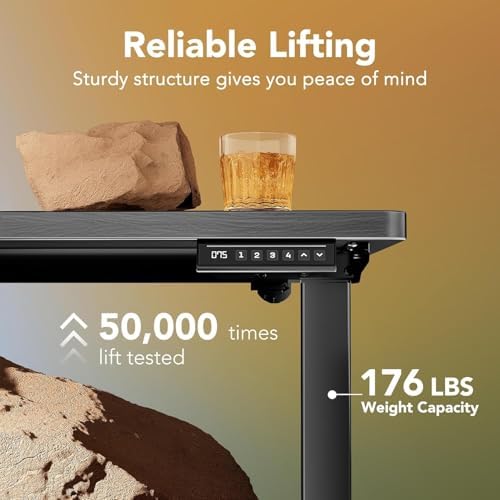 HUANUO 71x30 Inch Electric Standing Desk, Height Adjustable, Walnut - Image 4