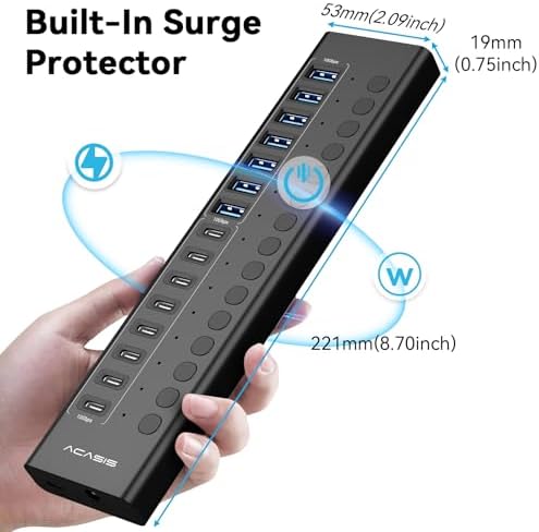 ACASIS 16 Ports Powered USB 3.2 Hub (8 USB-A 3.2 +8 USB-C 3.2), 10Gbps - Image 7