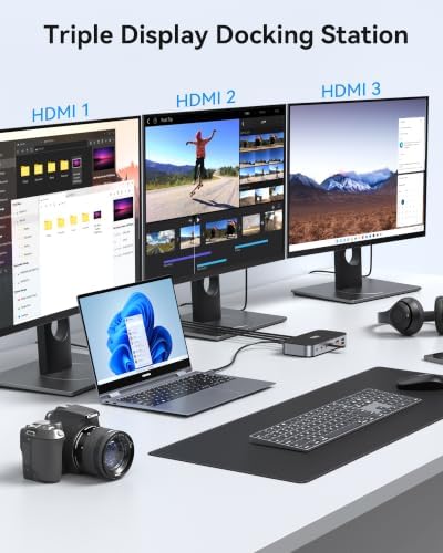 Selore 3 HDMI Docking Station Triple Monitor Docking Station 3 Monitors - Image 3