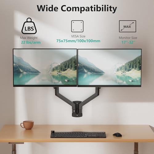 WALI Dual Monitor Wall Mount for 17-32 inch Screens, up to 22 lbs per Arm - Image 2