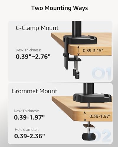 MOUNTUP Triple Monitor Mount, Triple Monitor Desk Mount for Max 27 inch Computer Screens, 3 Monitors Stand for Desk, Monitors Arm with Swivel, Tilt, Rotation, Each Arm Holds 4.4-19.8 lbs - Image 4