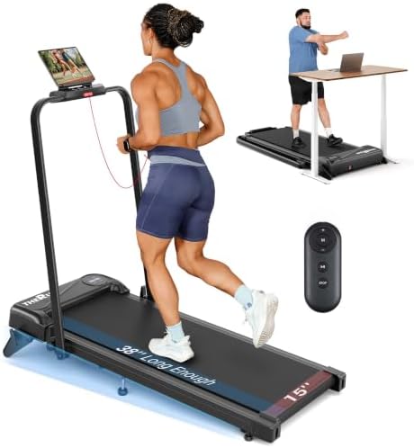 THERUN Walking Pad with Handle Bar, 300 lbs 6.2 mph Under Desk Treadmill by THERUNFITNESS