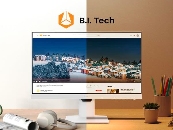 BenQ GW2486TC Office USB hub Monitor 24" 1080p | Coding Mode | IPS | Eye-Care Tech | Adaptive Brightness | Height Adjustable | White Monitor | Noice-Cancelling Mic | Daisy Chain | USB-C - Image 7