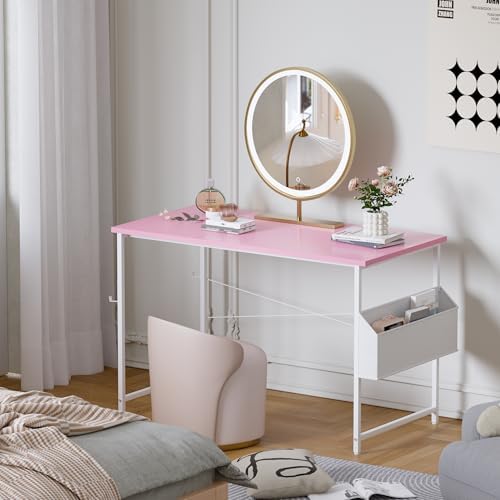 Pamray 47 Inch Computer Desk for Small Spaces with Storage Bag, Home Office Work Desk with Headphone Hook, Small Office Desk Study Writing Table - Image 2
