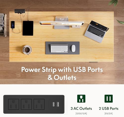 FLEXISPOT EN2 48"x24" Bamboo Electric Standing Desk with Power Strip Bundle - Image 4