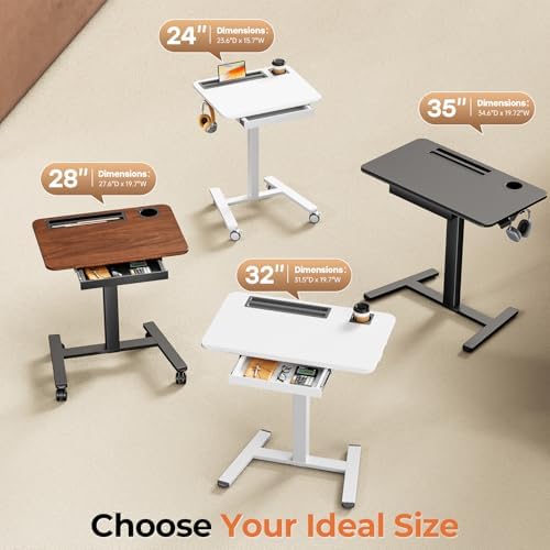 32" Mobile Desk with Drawer, Rolling Standing Desk on Wheels - Image 6
