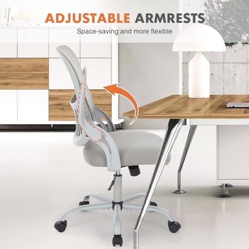 Sweetcrispy Home Office Chair, Mesh Office Chair, Lumbar Support, Grey - Image 6