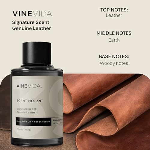 VINEVIDA Genuine Leather Fragrance Oil for Cold Air Diffusers, Essential Oils for Diffuser Oil Refill & Air Freshener Room Spray - 4 Fl Oz - Image 2