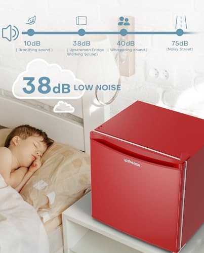 Upstreman 1.7 Cu.ft Mini Fridge with Freezer, Red-FR17 - Image 5