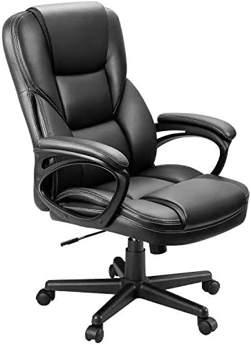 Furmax Office Executive Chair High Back Adjustable Managerial Home Desk Chair, Swivel Computer PU Leather Chair with Lumbar Support (1, Black) by Furmax