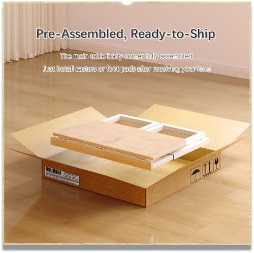 4NM No Tool Assembly 31.5" Small Desk, Folding Portable Desk with Wheels, Adjustable Height Foldable Computer Home Office Desks, Collapsible Study Writing Table for Space Saving Bedroom - Cloud Oak - Image 4