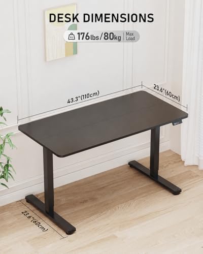 44" Small Electric Standing Desk Adjustable Height for Home Office - Image 3